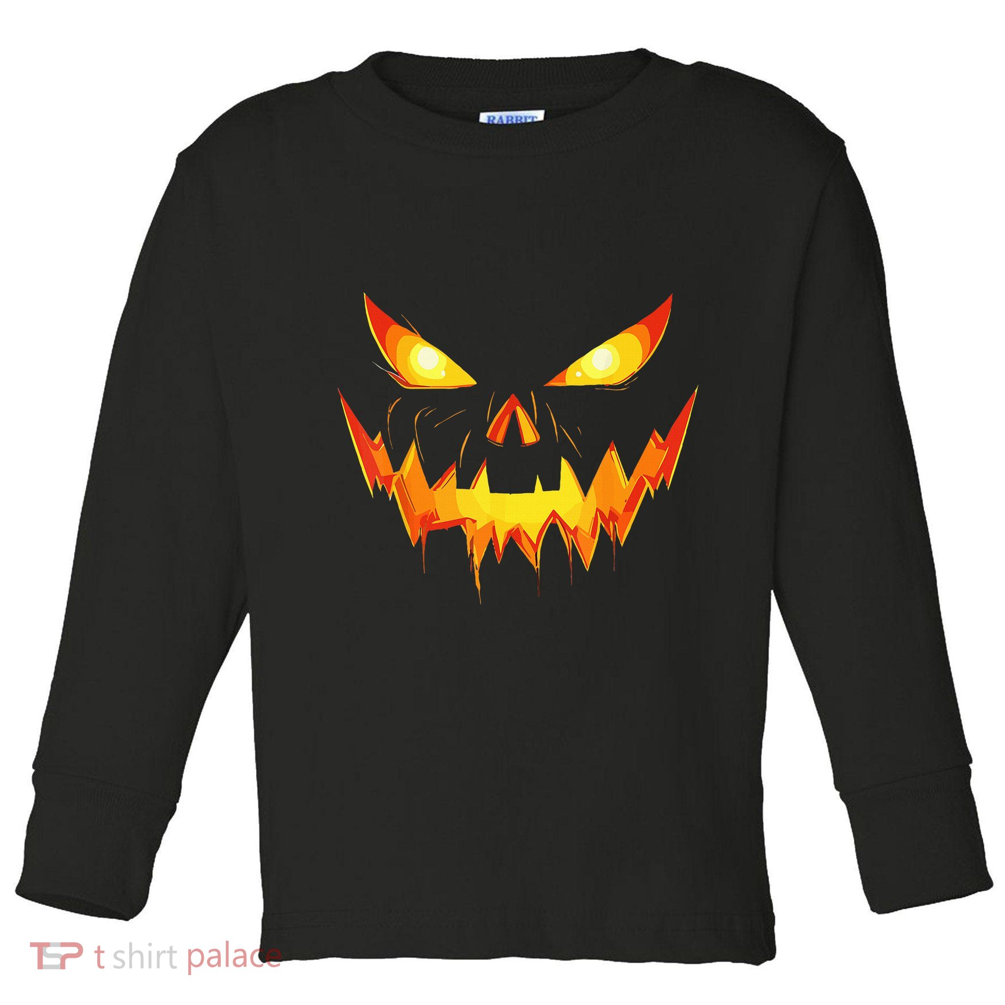 Jack O Lantern Face Pumpkin Scary Halloween Costume Funny Toddler Long Sleeve Shirt