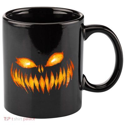Jack O Lantern Scary Carved Pumpkin Face Halloween Costume 11oz C Handle Ceramic Mug