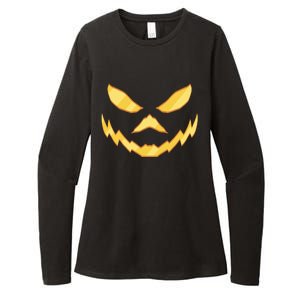 Jack O Lantern Face Halloween Spooky Womens CVC Long Sleeve Shirt