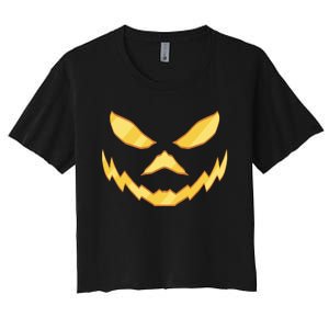 Jack O Lantern Face Halloween Spooky Women's Crop Top Tee