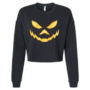 Jack O Lantern Face Halloween Spooky Cropped Pullover Crew