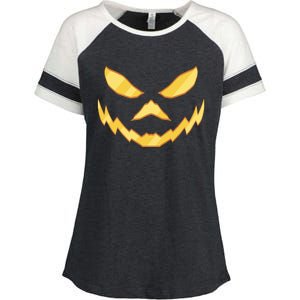 Jack O Lantern Face Halloween Spooky Enza Ladies Jersey Colorblock Tee