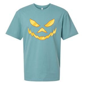 Jack O Lantern Face Halloween Spooky Sueded Cloud Jersey T-Shirt