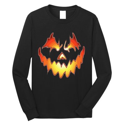 Jack O Lantern Scary Pumpkin Face Funny Halloween Kids Long Sleeve Shirt