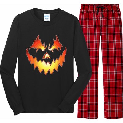 Jack O Lantern Scary Pumpkin Face Funny Halloween Kids Long Sleeve Pajama Set