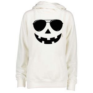 Jack O Lantern Face Pumpkin Halloween Womens Funnel Neck Pullover Hood