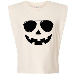 Jack O Lantern Face Pumpkin Halloween Garment-Dyed Women's Muscle Tee