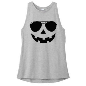 Jack O Lantern Face Pumpkin Halloween Ladies PosiCharge Tri-Blend Wicking Tank