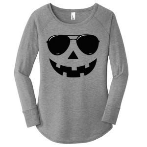 Jack O Lantern Face Pumpkin Halloween Women's Perfect Tri Tunic Long Sleeve Shirt