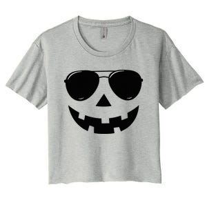 Jack O Lantern Face Pumpkin Halloween Women's Crop Top Tee