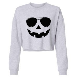 Jack O Lantern Face Pumpkin Halloween Cropped Pullover Crew