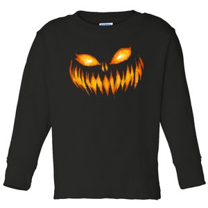 Jack O Lantern Scary Carved Pumpkin Face Halloween Costume Toddler Long Sleeve Shirt