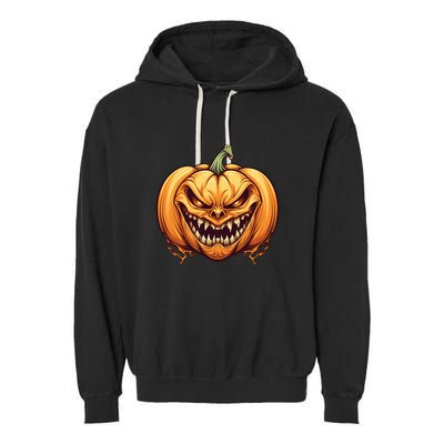 Jack O Lantern Scary Carved Pumpkin Face Halloween Costume Garment-Dyed Fleece Hoodie
