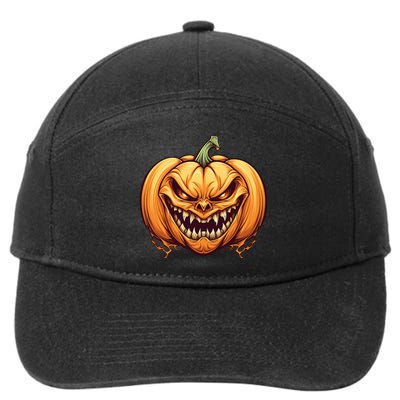 Jack O Lantern Scary Carved Pumpkin Face Halloween Costume 7-Panel Snapback Hat