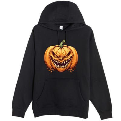 Jack O Lantern Scary Carved Pumpkin Face Halloween Costume Premium Pullover Hoodie