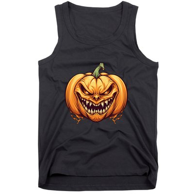 Jack O Lantern Scary Carved Pumpkin Face Halloween Costume Tank Top