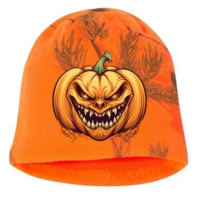 Jack O Lantern Scary Carved Pumpkin Face Halloween Costume Kati - Camo Knit Beanie