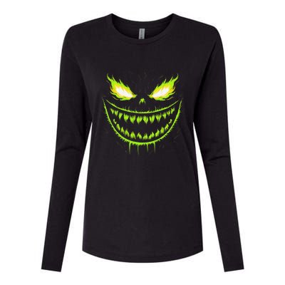 Jack O Lantern Scary Pumpkin Halloween Gift Womens Cotton Relaxed Long Sleeve T-Shirt