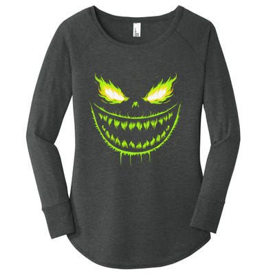 Jack O Lantern Scary Pumpkin Halloween Gift Women's Perfect Tri Tunic Long Sleeve Shirt