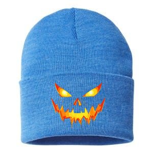 Jack O Lantern Face Pumpkin Scary Halloween Costume Funny Sustainable Knit Beanie