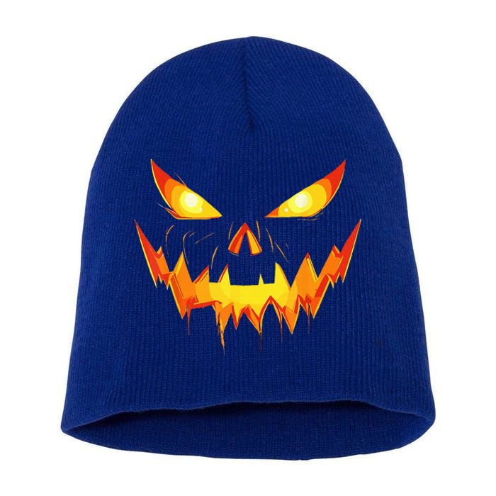 Jack O Lantern Face Pumpkin Scary Halloween Costume Funny Short Acrylic Beanie