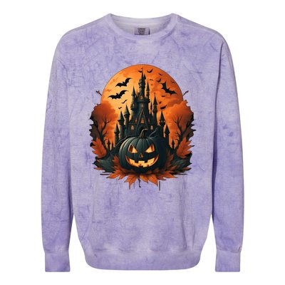 Jack O Lantern Face | Halloween Pumpkin | Spooky Colorblast Crewneck Sweatshirt