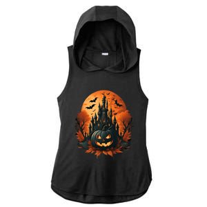 Jack O Lantern Face | Halloween Pumpkin | Spooky Ladies PosiCharge Tri-Blend Wicking Draft Hoodie Tank