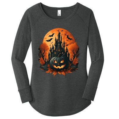 Jack O Lantern Face | Halloween Pumpkin | Spooky Women's Perfect Tri Tunic Long Sleeve Shirt