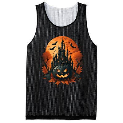 Jack O Lantern Face | Halloween Pumpkin | Spooky Mesh Reversible Basketball Jersey Tank