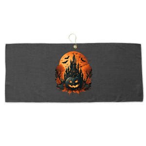 Jack O Lantern Face | Halloween Pumpkin | Spooky Large Microfiber Waffle Golf Towel