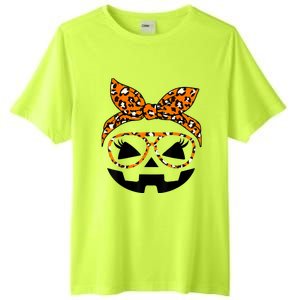 Jack O Lantern Face Pumpkin Hallowen Leopard Print Glasses Tall Fusion ChromaSoft Performance T-Shirt