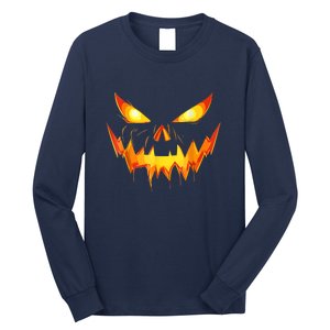 Jack O Lantern Face Pumpkin Scary Funny Halloween Costume Gift Long Sleeve Shirt