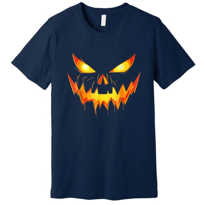 Jack O Lantern Face Pumpkin Scary Funny Halloween Costume Gift Premium T-Shirt