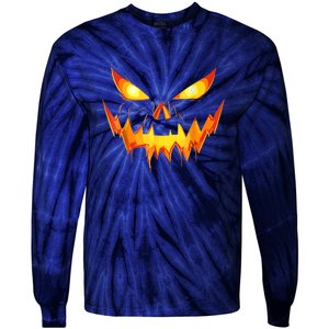 Jack O Lantern Face Pumpkin Scary Funny Halloween Costume Gift Tie-Dye Long Sleeve Shirt