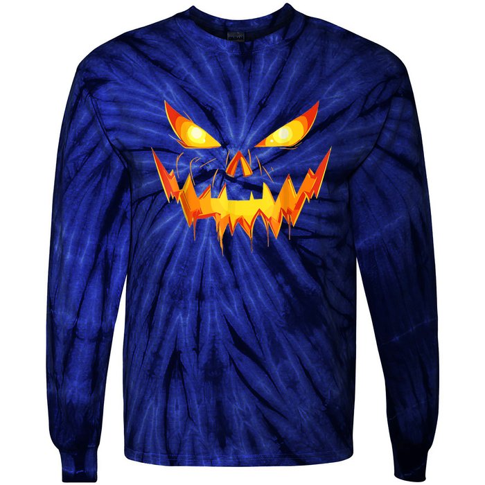 Jack O Lantern Face Pumpkin Scary Funny Halloween Costume Gift Tie-Dye Long Sleeve Shirt