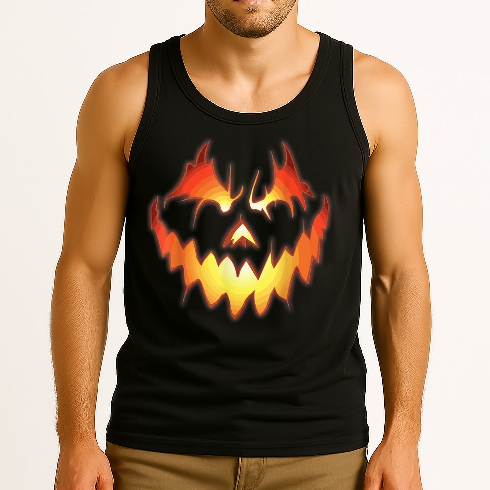 Jack O Lantern Scary Pumpkin Face Funny Halloween Tank Top
