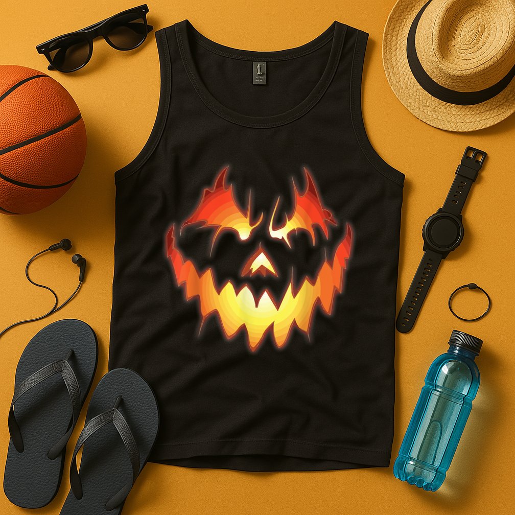 Jack O Lantern Scary Pumpkin Face Funny Halloween Tank Top