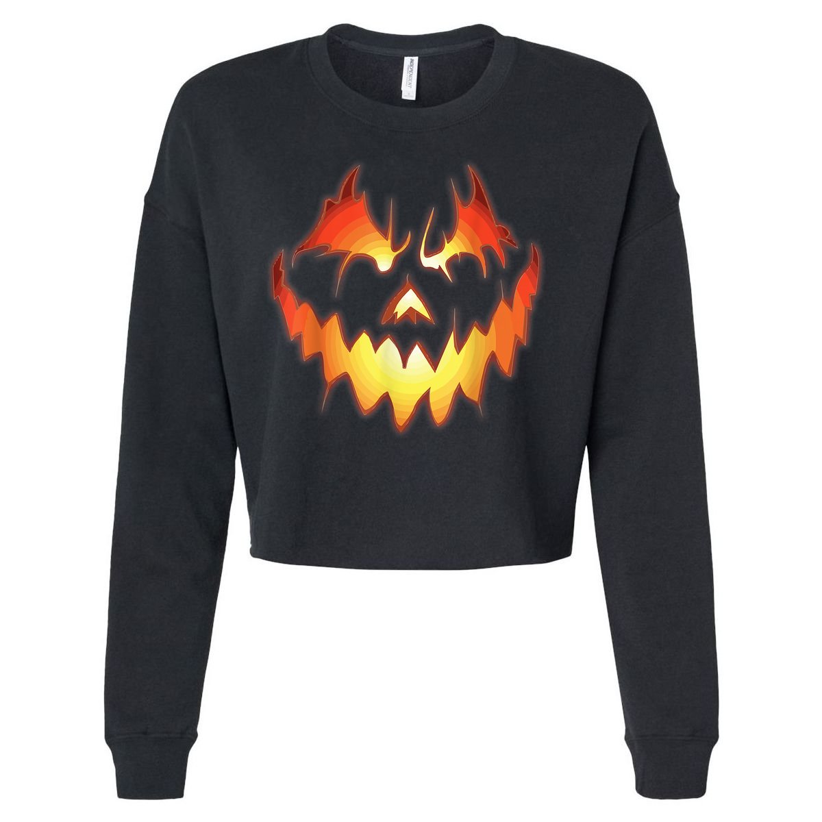 Jack O Lantern Scary Pumpkin Face Funny Halloween Cropped Pullover Crew