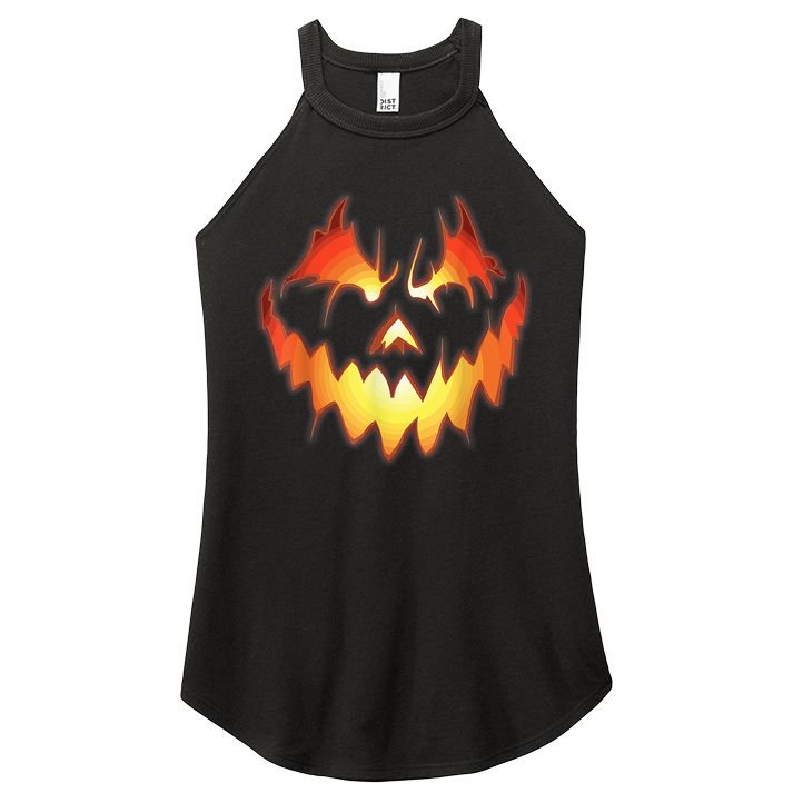 Jack O Lantern Scary Pumpkin Face Funny Halloween Women's Perfect Tri Rocker Tank
