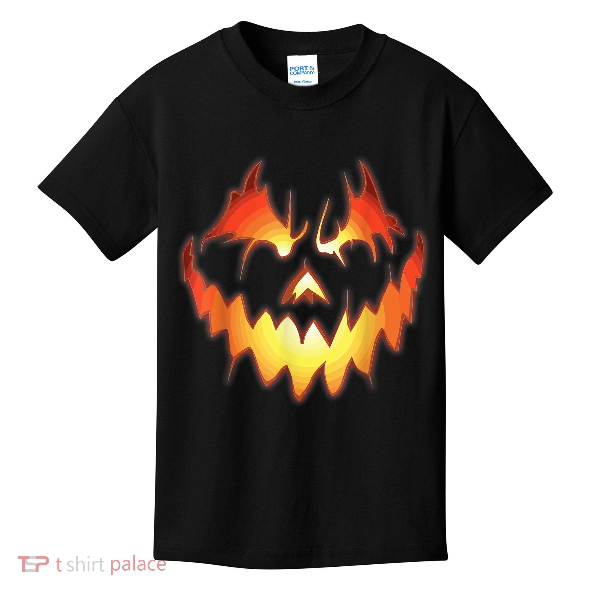 Jack O Lantern Scary Pumpkin Face Funny Halloween Kids T-Shirt