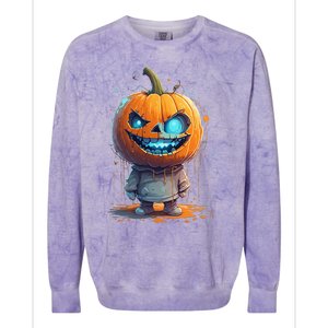 Jack O Lantern Face Pumpkin Hallowen Costume Scary Colorblast Crewneck Sweatshirt