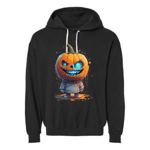 Jack O Lantern Face Pumpkin Hallowen Costume Scary Garment-Dyed Fleece Hoodie