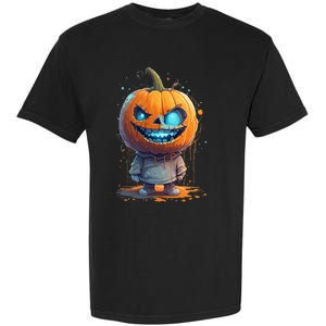 Jack O Lantern Face Pumpkin Hallowen Costume Scary Garment-Dyed Heavyweight T-Shirt