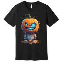 Jack O Lantern Face Pumpkin Hallowen Costume Scary Premium T-Shirt