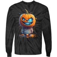 Jack O Lantern Face Pumpkin Hallowen Costume Scary Tie-Dye Long Sleeve Shirt