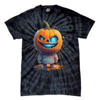 Jack O Lantern Face Pumpkin Hallowen Costume Scary Tie-Dye T-Shirt