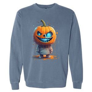 Jack O Lantern Face Pumpkin Hallowen Costume Scary Garment-Dyed Sweatshirt