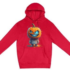 Jack O Lantern Face Pumpkin Hallowen Costume Scary Premium Pullover Hoodie