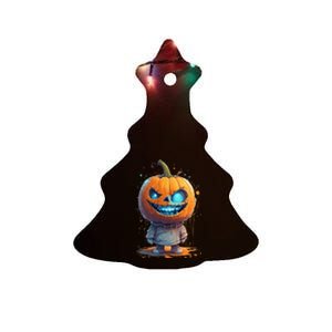 Jack O Lantern Face Pumpkin Hallowen Costume Scary Ceramic Tree Ornament