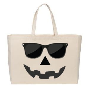 Jack O Lantern Pumpkin Face Sunglasses Hallowen Costume Gift Cotton Canvas Jumbo Tote